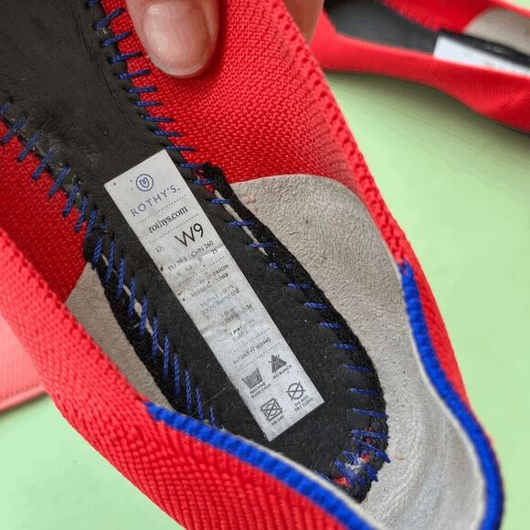 Rothy’s The Point Flats – Coral Knit with Blue Trim, Washable, Size 9 - Picture 5 of 6
